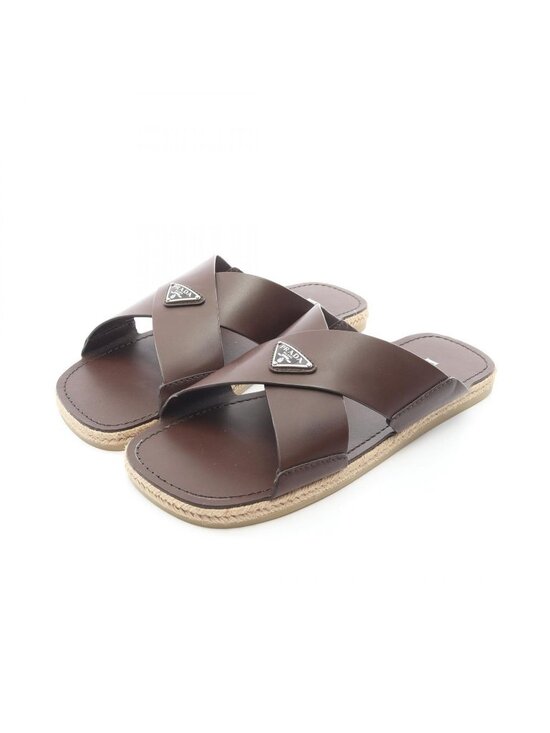 Prada Sandals Triangle Logo Criss Cross Leather main image 7